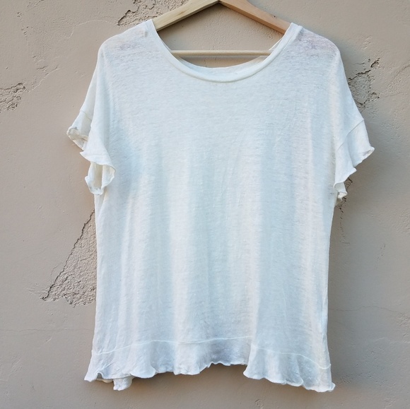Anthropologie Tops - Eri + Ali Ivory Ruffled Cross Back Top Size XS